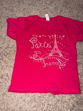 Kids Paris Eiffel Graphic Tee - Hot Pink